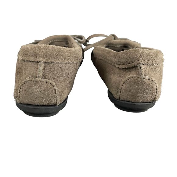 Minnetonka Kiltie Hardsole Fringe Moccasins Womens SIZE 5 Suede Dark Brown Shoes - Picture 4 of 9